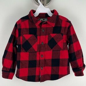 Roots Kids Red & Black Buffalo Plaid
Flannel Shirt - Size 12-18M
